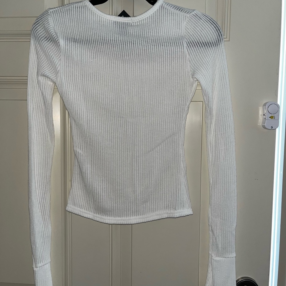 PrettyLittleThing White Ribbed Blouse - Picture 1 of 2